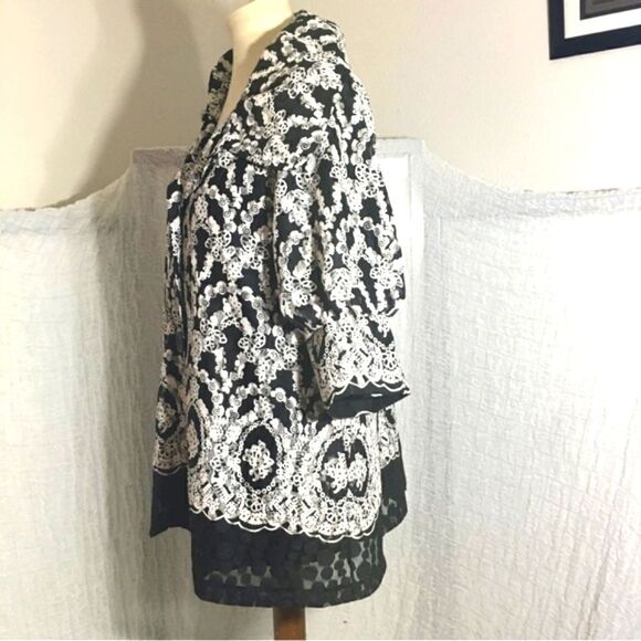 Saint Gil Paris Black & White Print Cardigan Size L - Picture 2 of 14